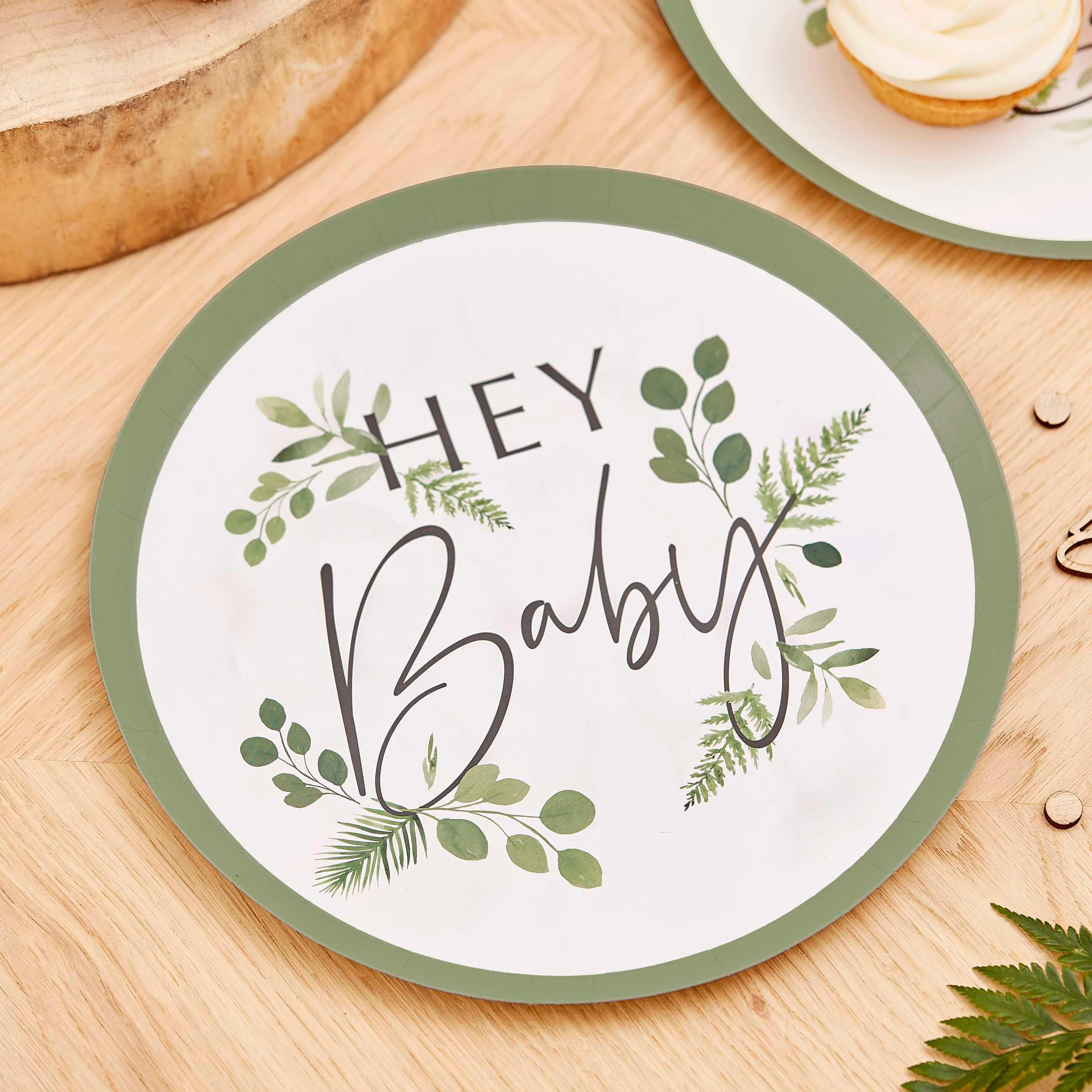 Botanical Hey Baby Plates 8pk - The Party Room