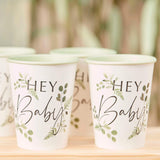 Botanical Hey Baby Shower Cups 8pk - The Party Room