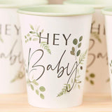 Botanical Hey Baby Shower Cups 8pk - The Party Room