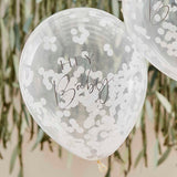 Hey Baby Shower Confetti Balloons 5pk - The Party Room