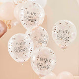 Rose Gold Baby Shower Confetti Balloons 5pk - The Party Room