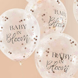 Rose Gold Baby Shower Confetti Balloons 5pk - The Party Room
