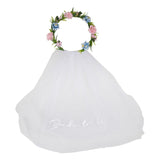 Bride To Be Hen Party Veil with Floral Crown - The Party Room