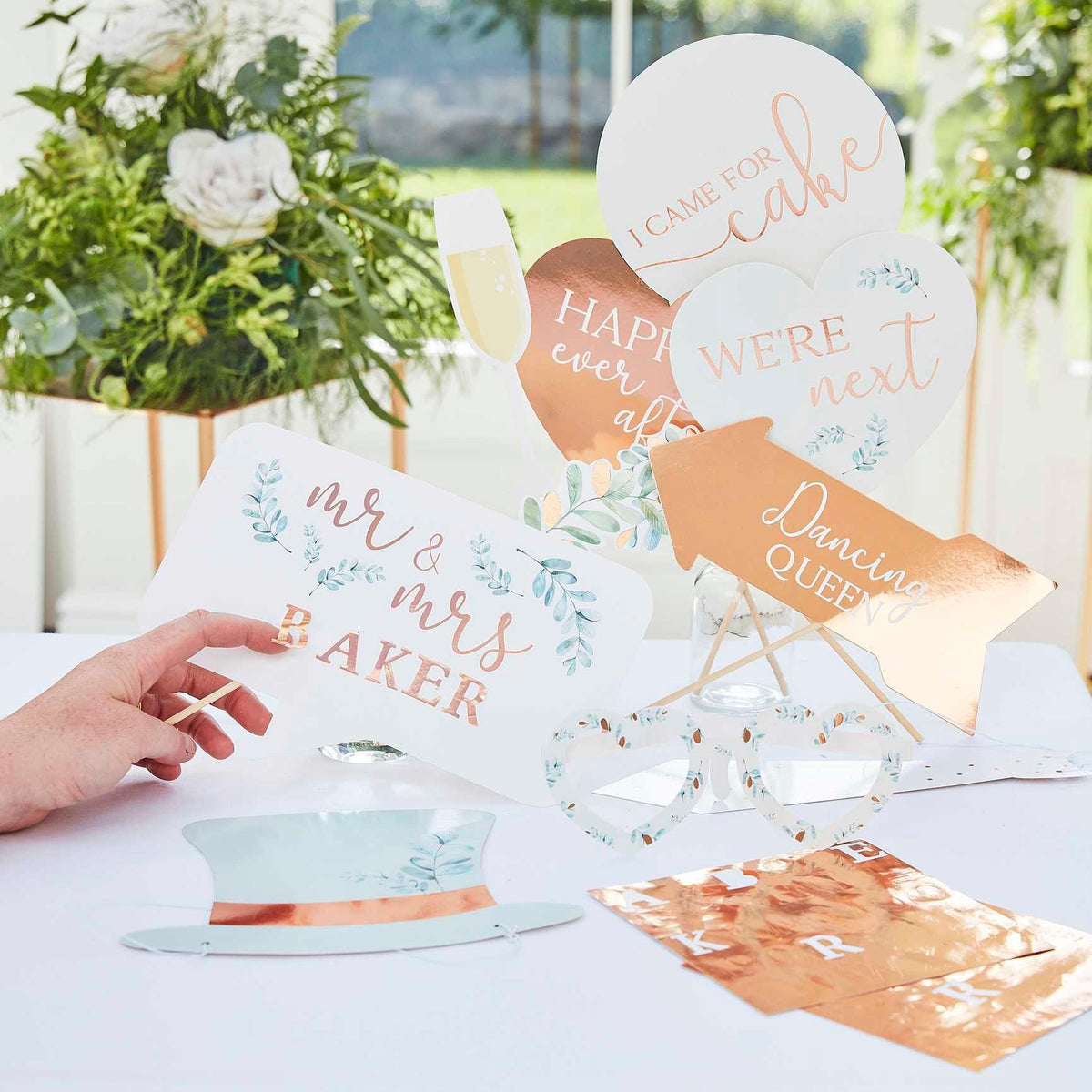 Personalised Wedding Photo Booth Props 10pk - The Party Room