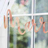 Rose Gold Scripted Just Married Banner - The Party Room