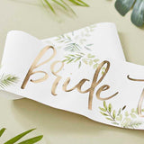 Botanical Hen Party Gold Foiled Bride To Be Sash - The Party Room