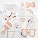 Rose Gold Baby Shower Photo Booth Props 10pk - The Party Room