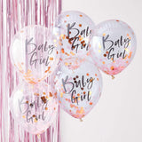 Baby Girl Pink Baby Shower Balloons 5pk - The Party Room
