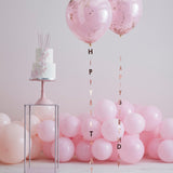 Rose Gold Happy Birthday Balloon Tails 5pk