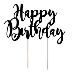Black Happy Birthday Cake Topper - The Party Room