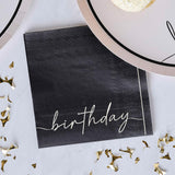 Nude & Black Happy Birthday Birthday Napkins 16pk - The Party Room