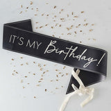 Black & Nude It's My Birthday Sash