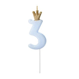 Blue Number 3 Crown Candle - The Party Room