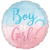 Gender Reveal Boy or Girl? Round Foil Balloon - The Party Room
