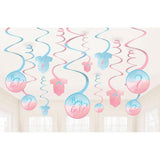 Gender Reveal Spiral Swirls Hanging Decorations - The Party Room