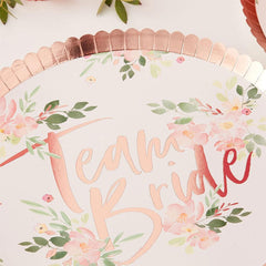 Team Bride Floral Plates 8pk - The Party Room