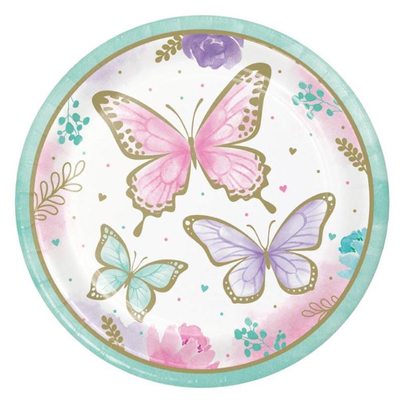Butterfly Shimmer Large Plates 8pk - The Party Room