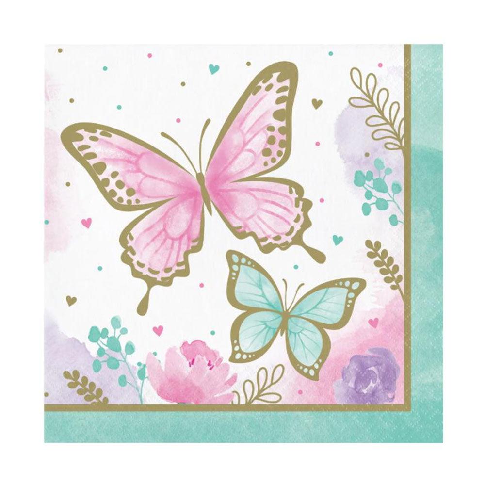 Butterfly Shimmer Napkins 16pk - The Party Room