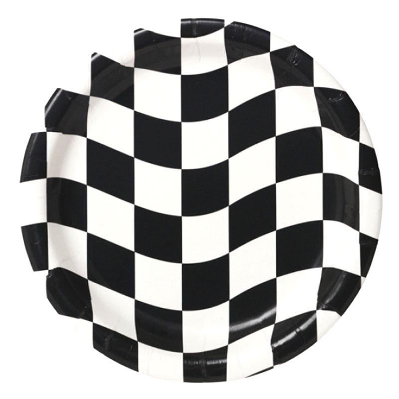 Black & White Checkered Large Plates - The Party Room