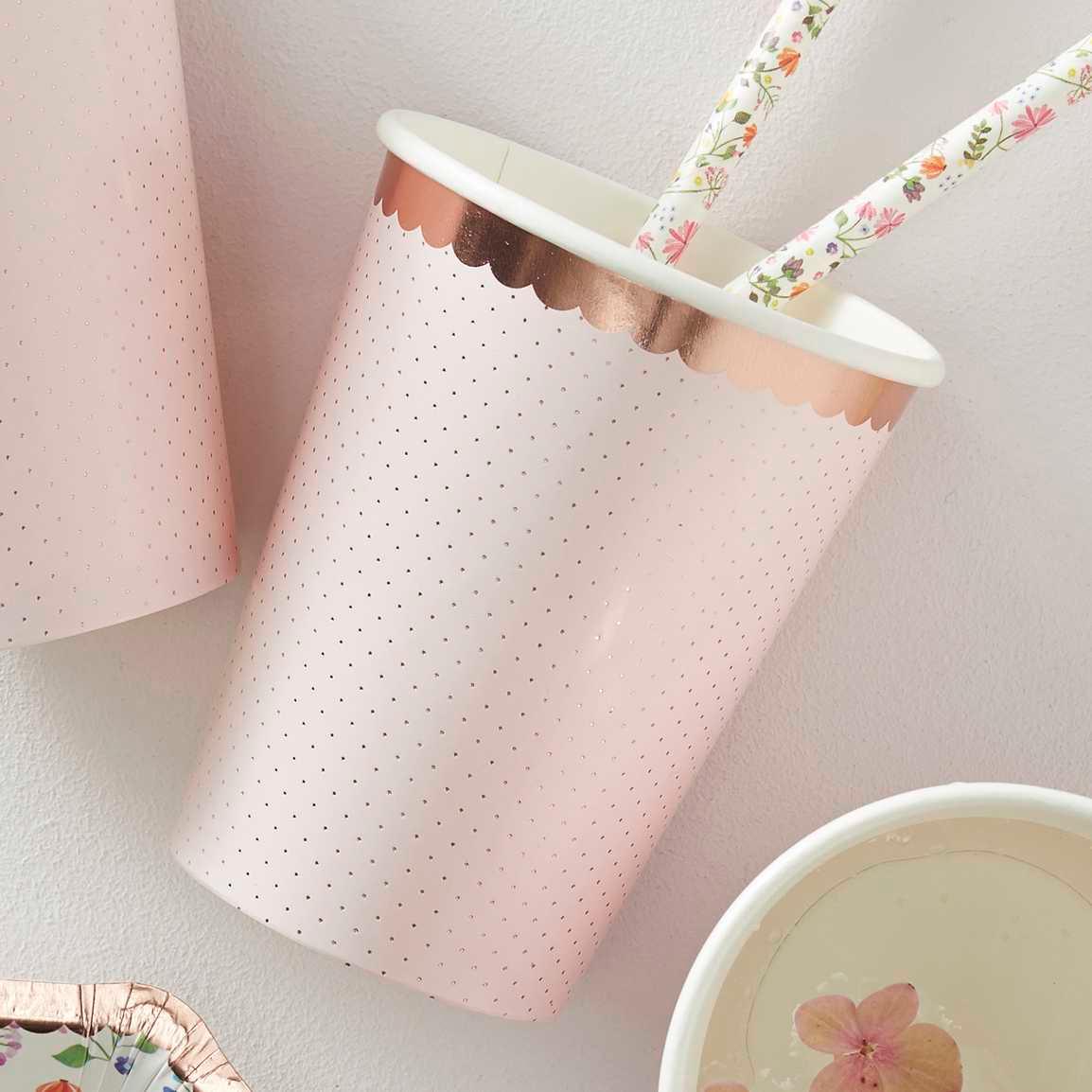 Rose Gold Spotty Cups 8pk - The Party Room