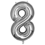 Silver Giant Foil Number Balloon - 8 - The Party Room