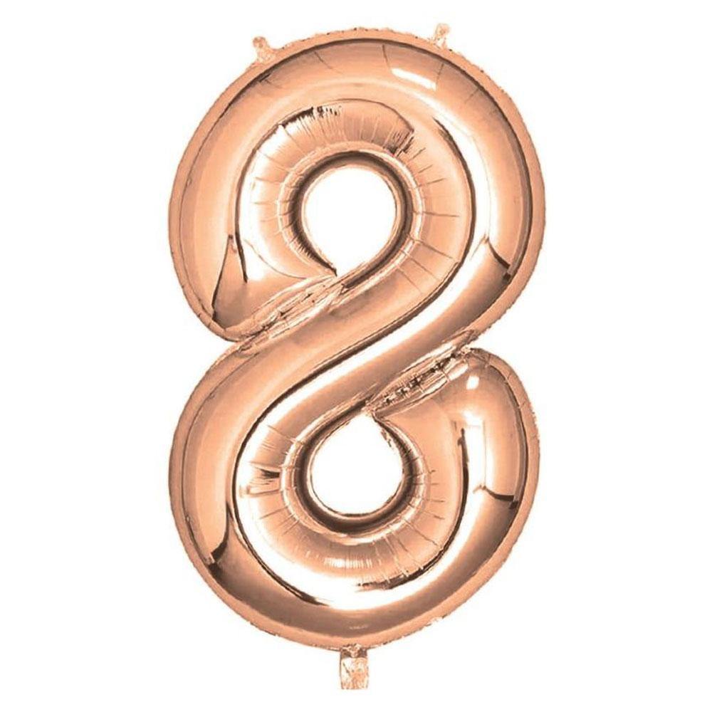 Rose Gold Giant Foil Number Balloon - 8 - The Party Room