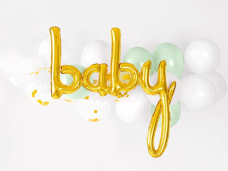Gold Baby Script Foil Balloons - The Party Room