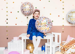Floral Happy Birthday Round Foil Balloon - The Party Room