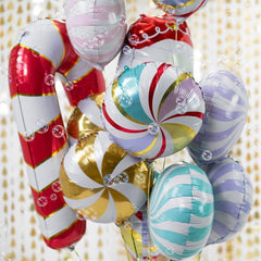 Large Red Candy Cane Foil Balloon - The Party Room