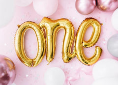 Gold One Script Foil Balloons - The Party Room