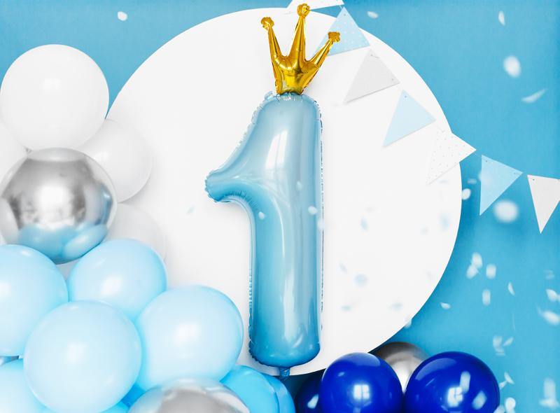 Blue Number 1 Crown Foil Balloon - The Party Room