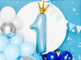 Blue Number 1 Crown Foil Balloon - The Party Room