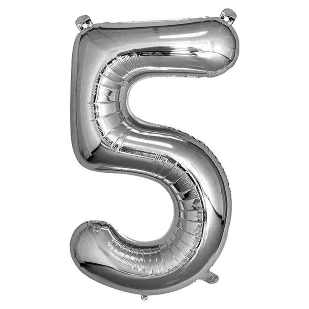Silver Giant Foil Number Balloon - 5 - The Party Room