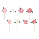 Flower Cake & Cupcake Toppers 8pk - The Party Room