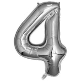 Silver Giant Foil Number Balloon - 4