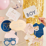 Gold Foiled Gender Reveal Party Photo Booth Props - The Party Room