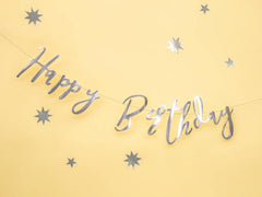 Silver Happy Birthday Banner - The Party Room