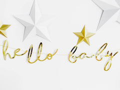 Gold Hello Baby Banner - The Party Room