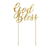 Gold God Bless Cake Topper - The Party Room