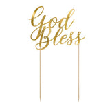 Gold God Bless Cake Topper