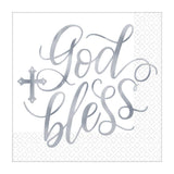 Silver God Bless Napkins 16pk - The Party Room