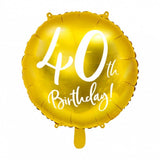 Gold 40th Birthday Foil Balloon