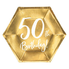 Gold 50th Birthday Plates - The Party Room