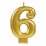 Metallic Gold Candle - Number 6 - The Party Room