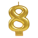 Metallic Gold Candle - Number 8