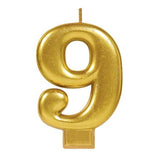 Metallic Gold Candle - Number 9