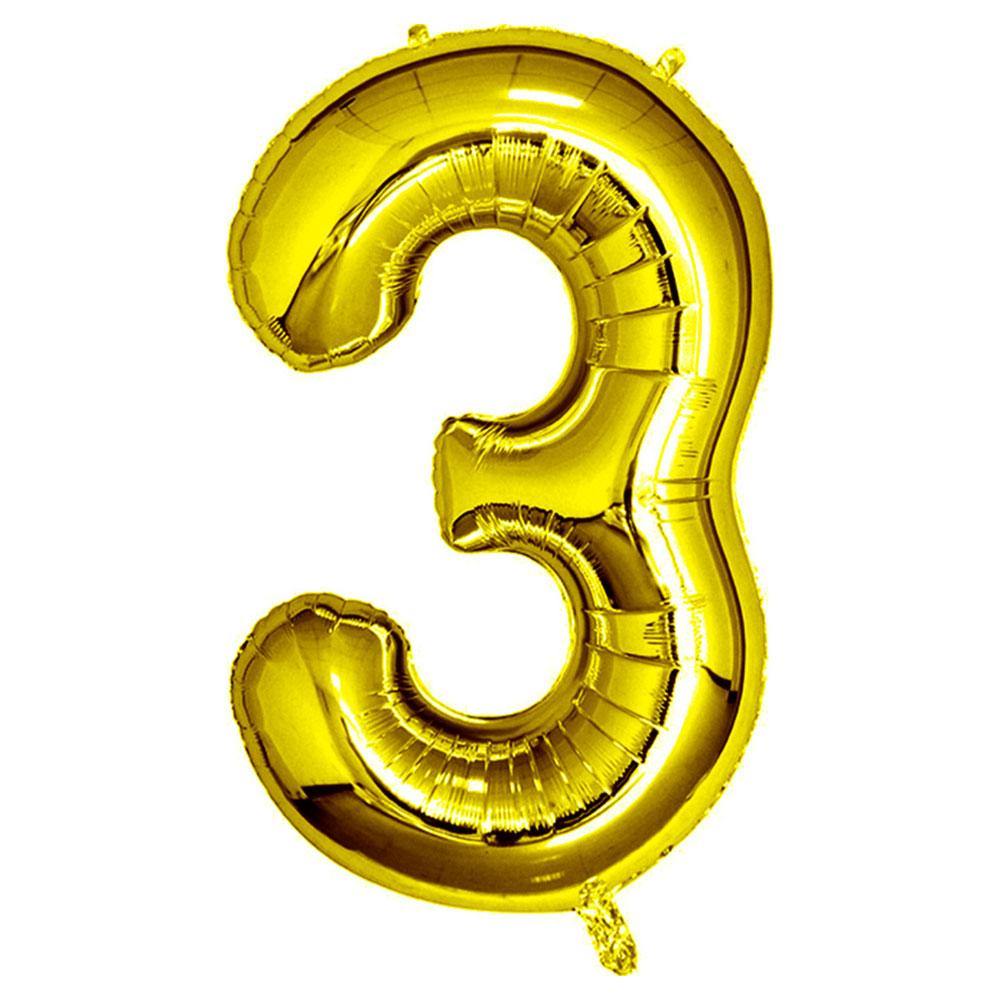 Gold Giant Foil Number Balloon - 3 - The Party Room