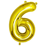 Gold Giant Foil Number Balloon - 6 - The Party Room