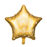 Gold Happy Birthday Star Foil Balloon - The Party Room