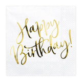 Gold Happy Birthday Napkins - The Party Room
